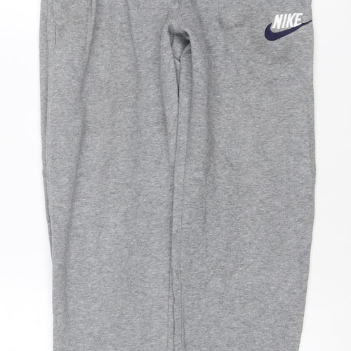 Nike Boys Grey 12-13 Years Jogger Sweatpants Cotton Blend Logo