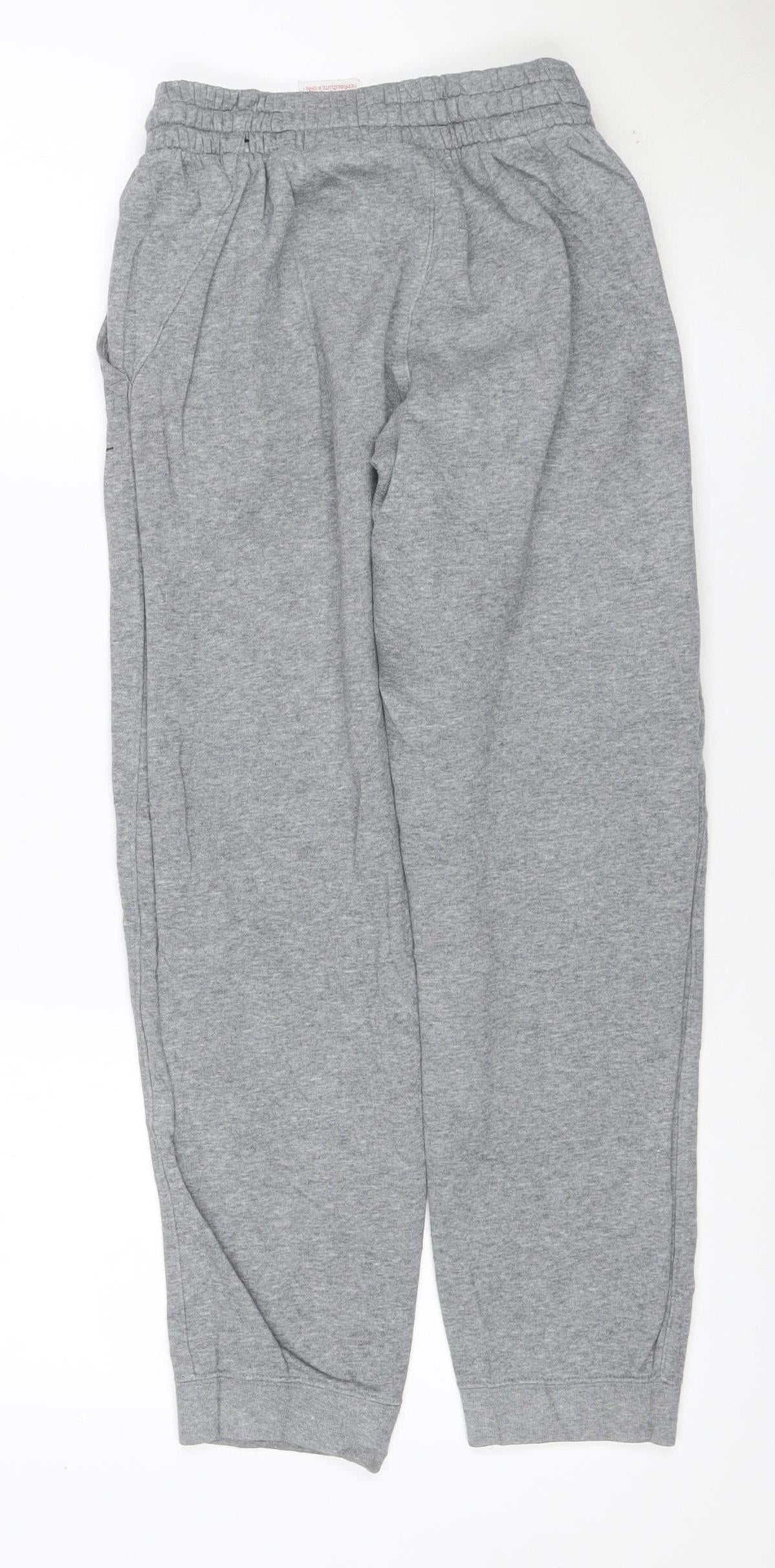 Nike Boys Grey 12-13 Years Jogger Sweatpants Cotton Blend Logo