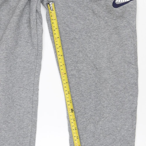 Nike Boys Grey 12-13 Years Jogger Sweatpants Cotton Blend Logo