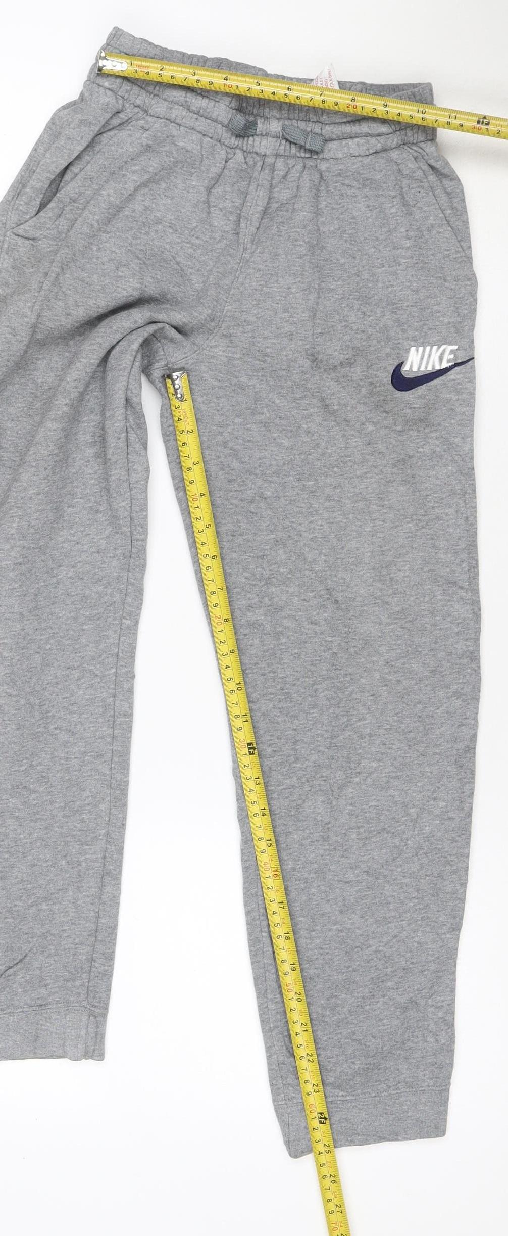 Nike Boys Grey 12-13 Years Jogger Sweatpants Cotton Blend Logo