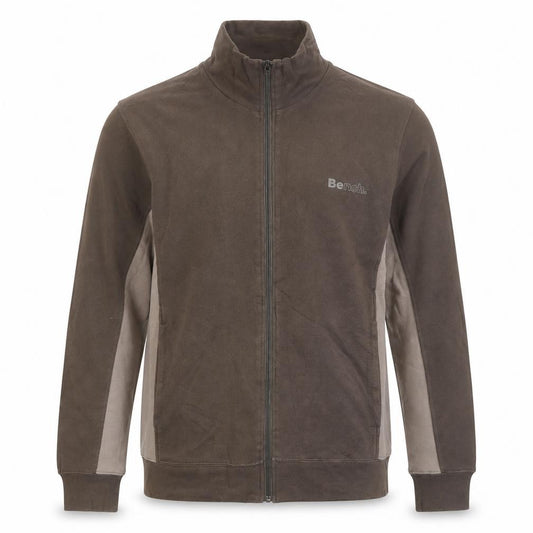 Bench Men’s Brown Full Zip Logo Sweatshirt High Neck Cotton Size L