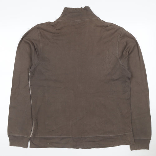 Bench Men’s Brown Full Zip Logo Sweatshirt High Neck Cotton Size L