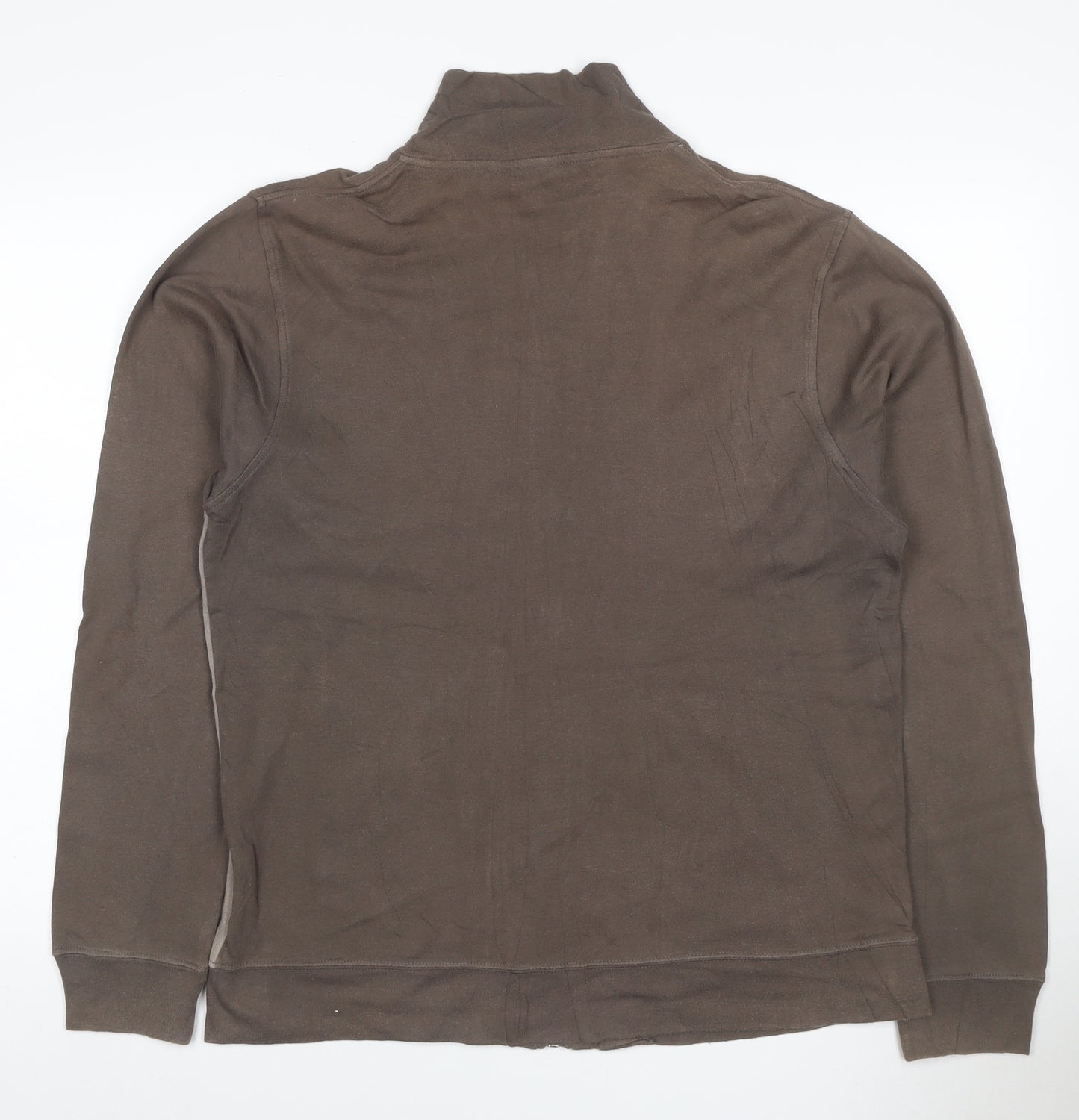 Bench Men’s Brown Full Zip Logo Sweatshirt High Neck Cotton Size L