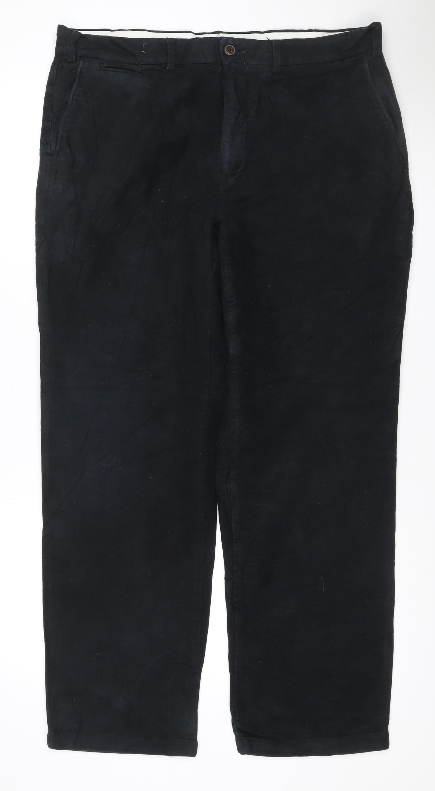 M&S Blue Harbour Men’s Black 36W 31L Regular Straight Chino Trousers
