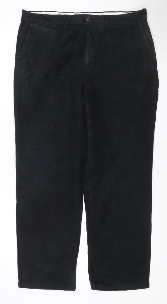 M&S Blue Harbour Men’s Black 36W 31L Regular Straight Chino Trousers