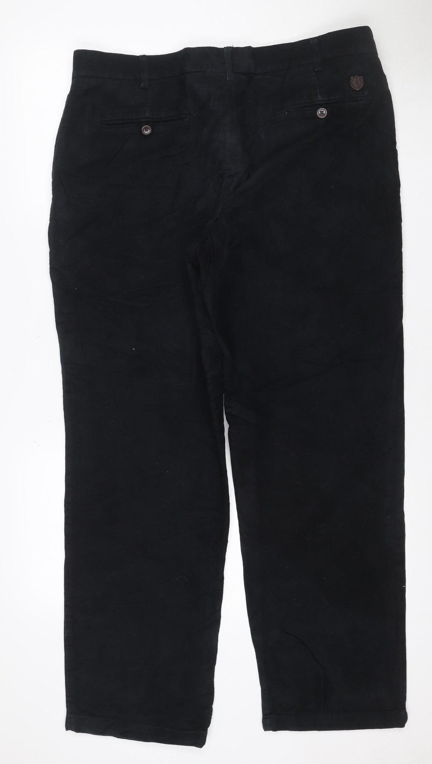 M&S Blue Harbour Men’s Black 36W 31L Regular Straight Chino Trousers