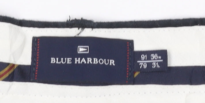 M&S Blue Harbour Men’s Black 36W 31L Regular Straight Chino Trousers
