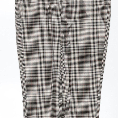 Marks & Spencer Women Brown Check UK 14 Regular Straight Trousers