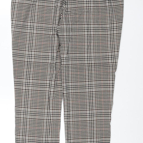 Marks & Spencer Women Brown Check UK 14 Regular Straight Trousers