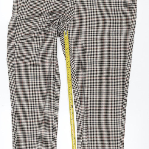 Marks & Spencer Women Brown Check UK 14 Regular Straight Trousers