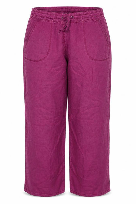 Marks and Spencer Women Purple UK 18 Long Wide-Leg Drawstring Trousers