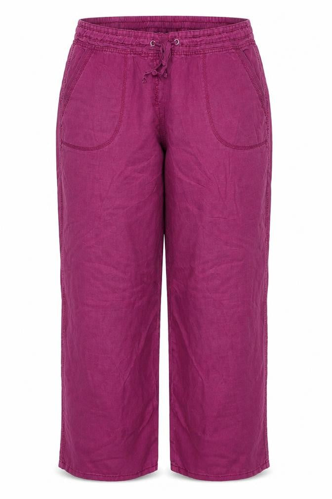 Marks and Spencer Women Purple UK 18 Long Wide-Leg Drawstring Trousers