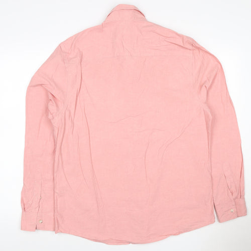 M&S Men’s Pink L Cotton Button-Down Long Sleeve Casual Shirt