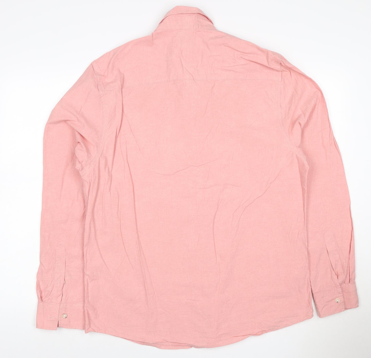 M&S Men’s Pink L Cotton Button-Down Long Sleeve Casual Shirt