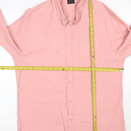 M&S Men’s Pink L Cotton Button-Down Long Sleeve Casual Shirt