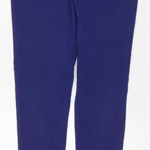 Marks and Spencer Women Blue UK 14 Long Tapered Pull-On Trousers