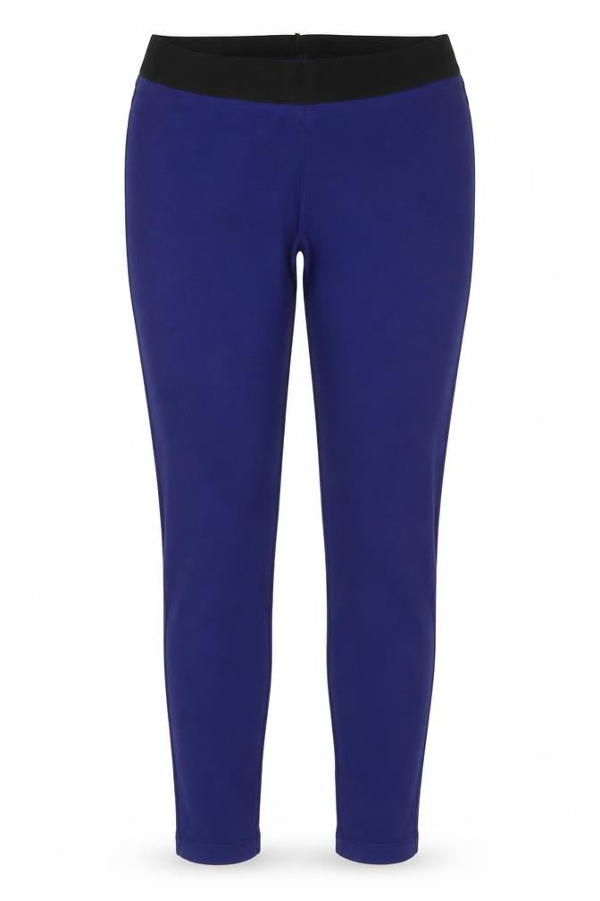 Marks and Spencer Women Blue UK 14 Long Tapered Pull-On Trousers