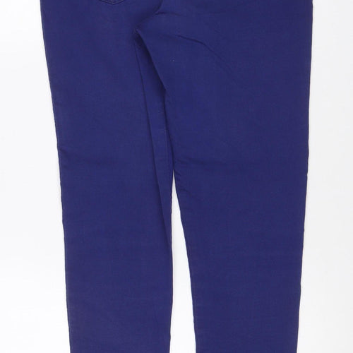 Marks and Spencer Women Blue UK 14 Long Tapered Pull-On Trousers