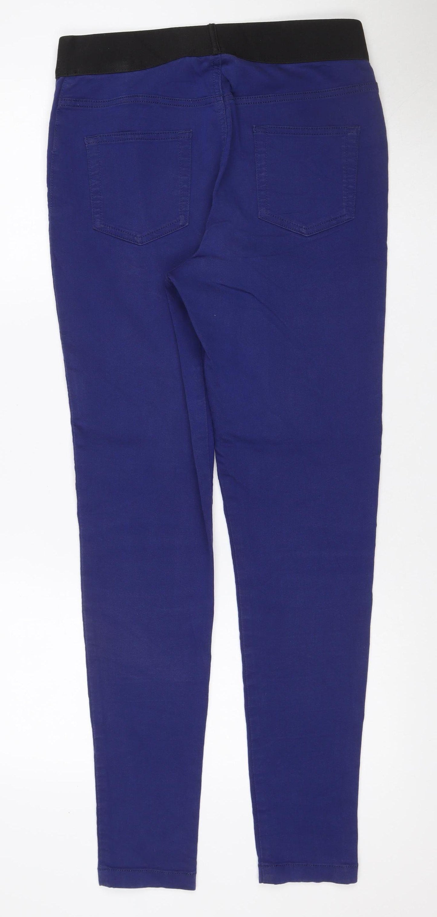 Marks and Spencer Women Blue UK 14 Long Tapered Pull-On Trousers