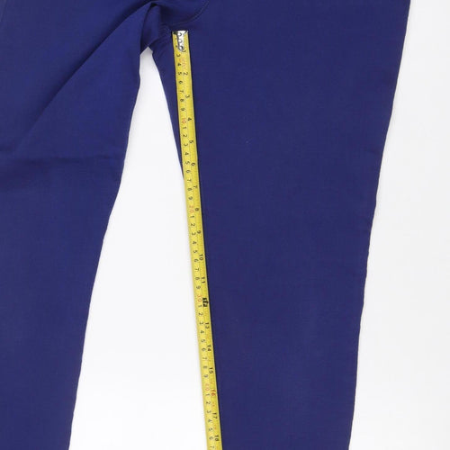 Marks and Spencer Women Blue UK 14 Long Tapered Pull-On Trousers