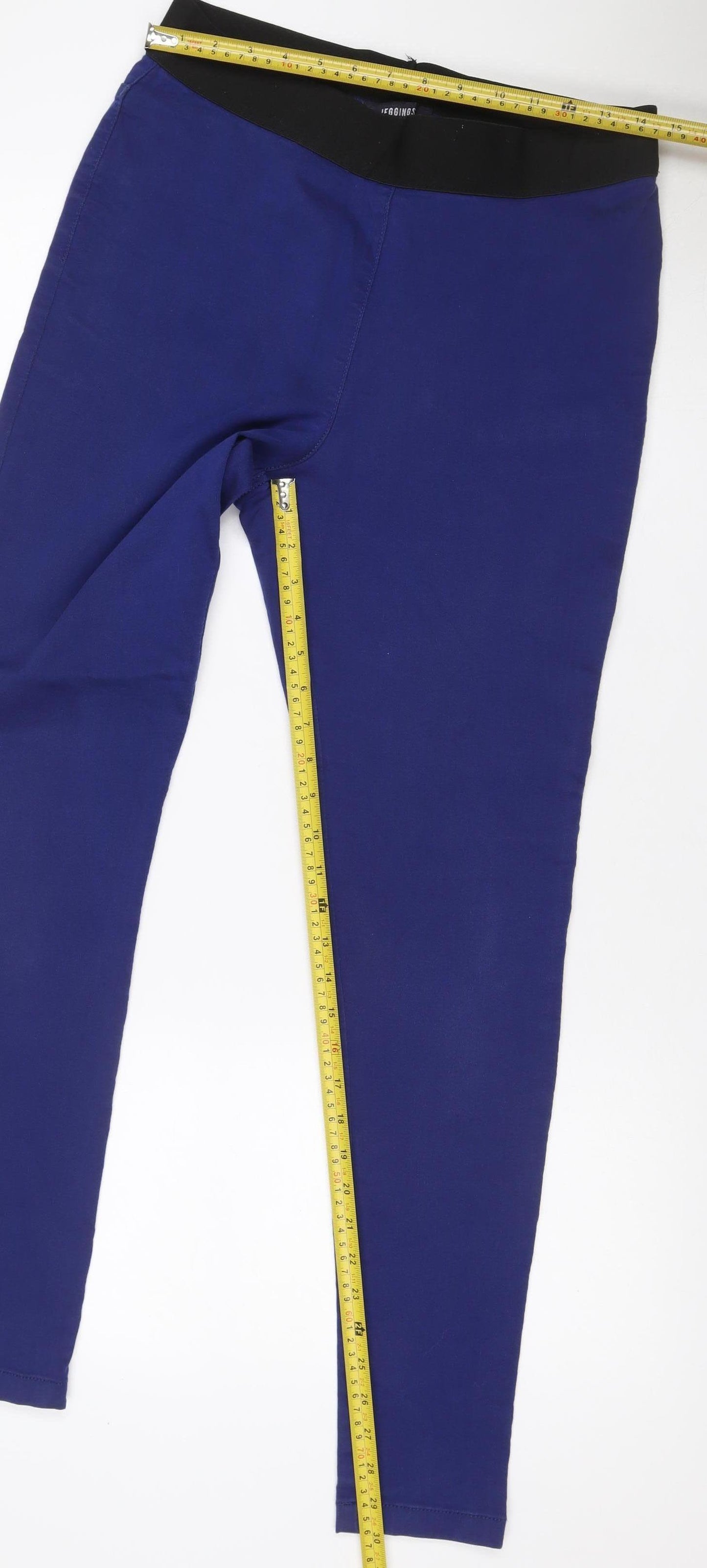 Marks and Spencer Women Blue UK 14 Long Tapered Pull-On Trousers