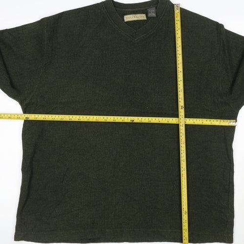 Naturalife Men’s Green L V-Neck Cotton Knit Pullover Jumper