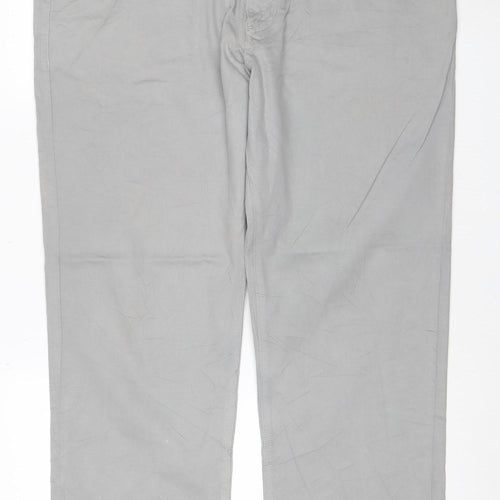 M&S Mens Grey W38 L29 Straight Leg Stretch Cotton Trousers