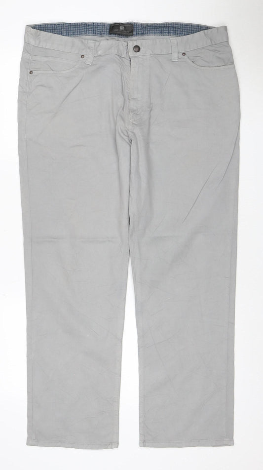 M&S Mens Grey W38 L29 Straight Leg Stretch Cotton Trousers