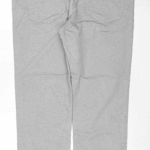 M&S Mens Grey W38 L29 Straight Leg Stretch Cotton Trousers