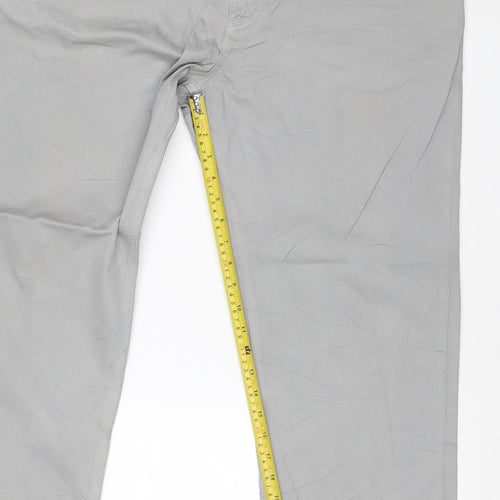 M&S Mens Grey W38 L29 Straight Leg Stretch Cotton Trousers