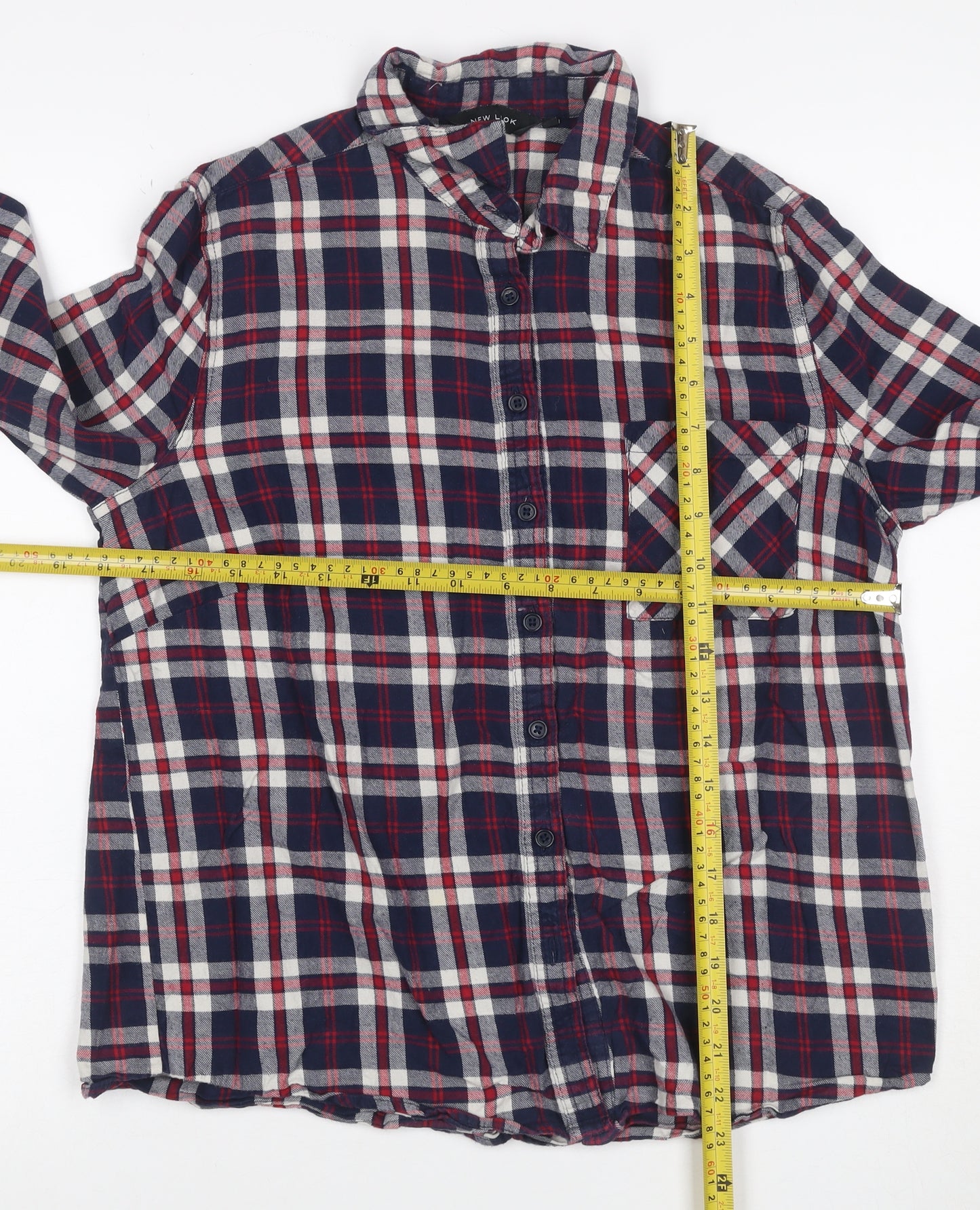 New Look Women's Multicoloured UK 10 Basic Plaid Cotton Shirt