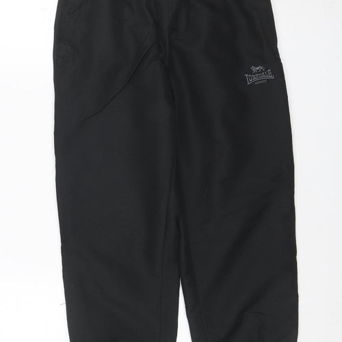 Lonsdale Boys Black 8 Years Track Pants Polyester Elastic Waist