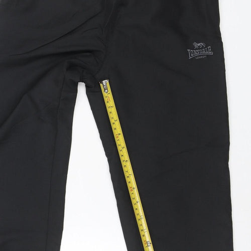 Lonsdale Boys Black 8 Years Track Pants Polyester Elastic Waist