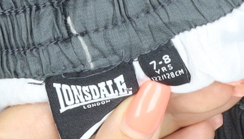 Lonsdale Boys Black 8 Years Track Pants Polyester Elastic Waist