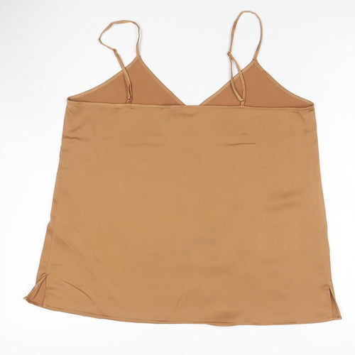 Uniqlo Women Brown L Camisole V-Neck Adjustable Strap Tank Top