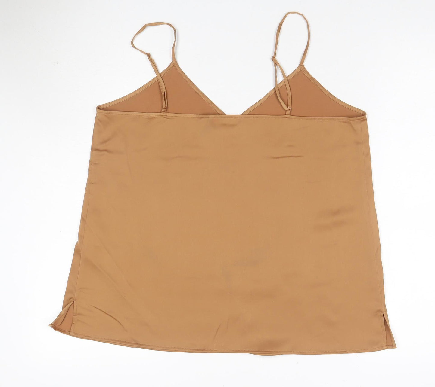 Uniqlo Women Brown L Camisole V-Neck Adjustable Strap Tank Top