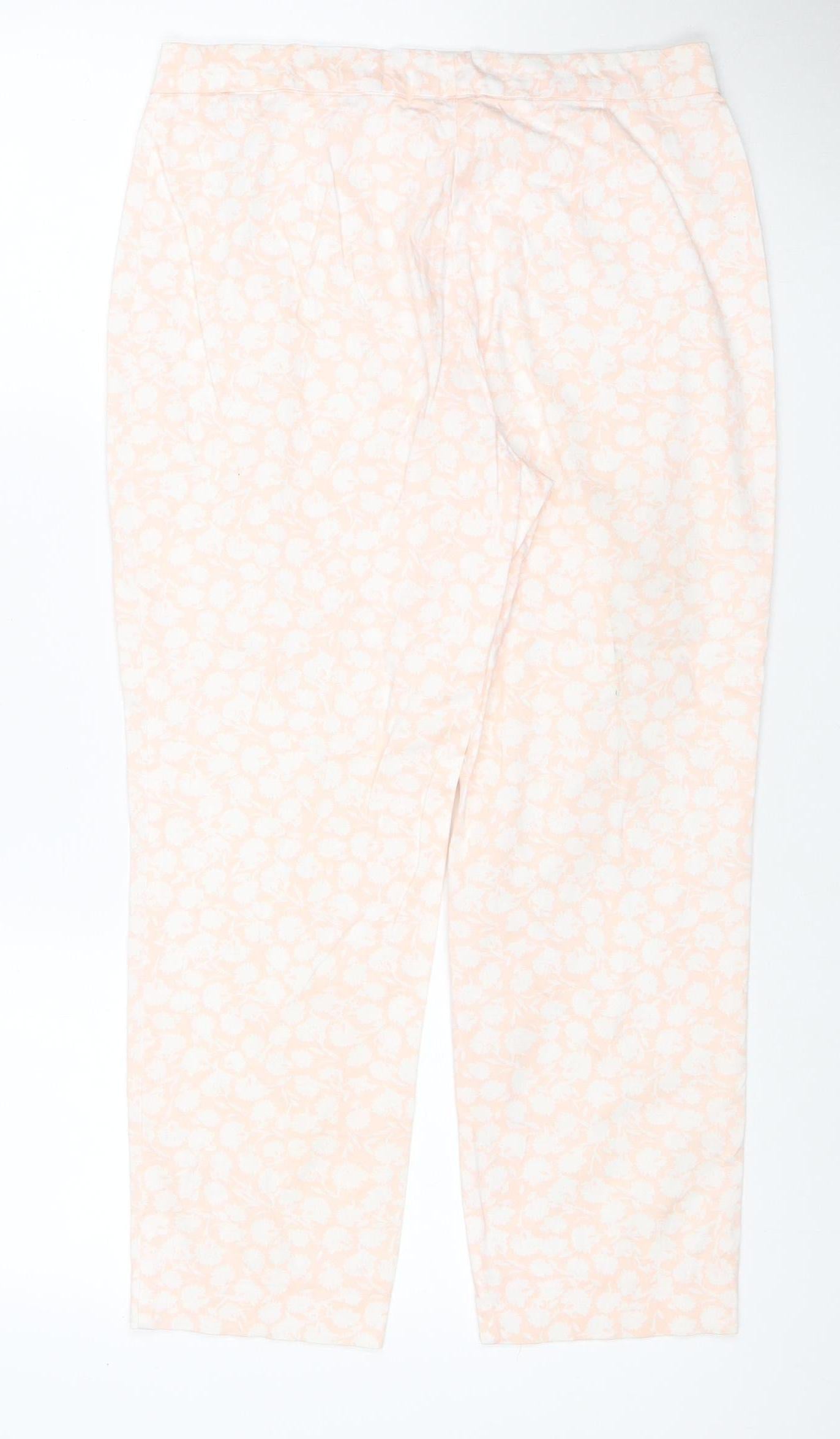 Marks & Spencer Women’s Pink Floral Cotton Stretch Trousers UK 10 Short