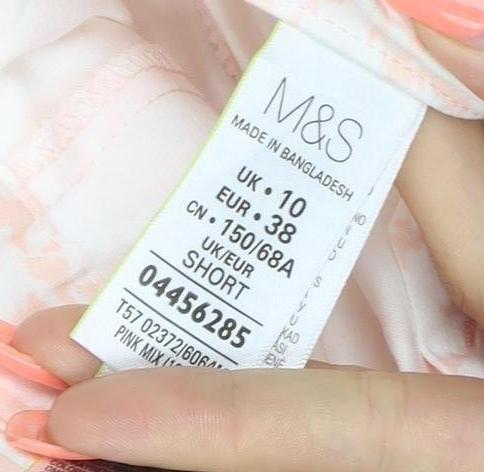 Marks & Spencer Women’s Pink Floral Cotton Stretch Trousers UK 10 Short