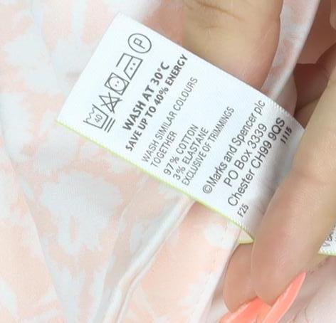 Marks & Spencer Women’s Pink Floral Cotton Stretch Trousers UK 10 Short