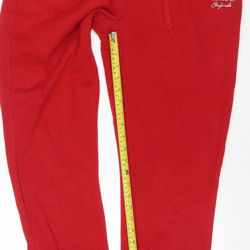Lee Cooper Women Red UK 16 Sweatpants Jogger Drawstring Cotton Blend