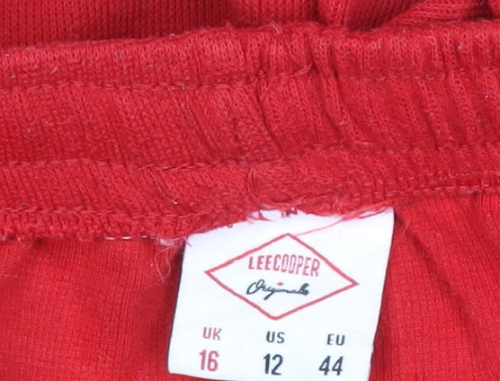 Lee Cooper Women Red UK 16 Sweatpants Jogger Drawstring Cotton Blend