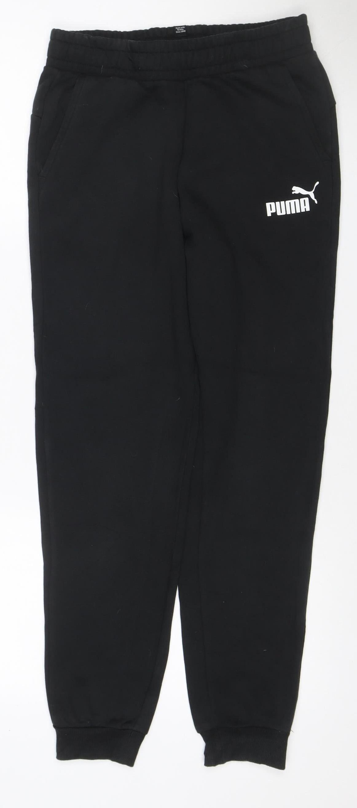 Puma Boys Black 13-14 Years Jogger Track Pants Elastic Waist