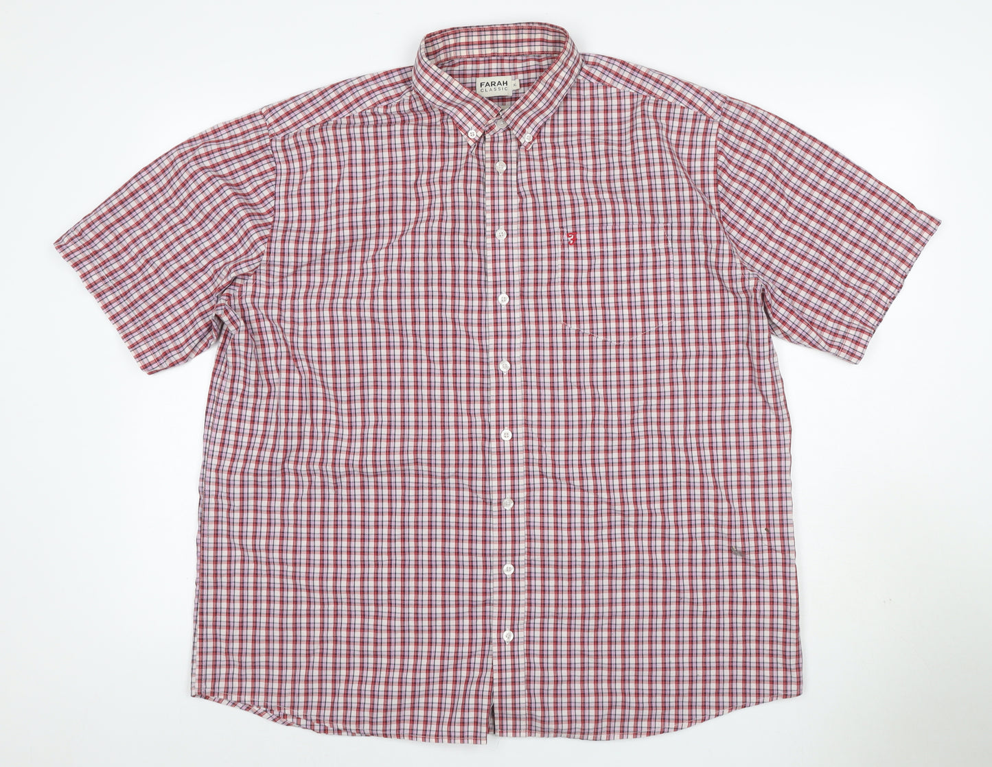 Farah Classic Men’s Multicoloured Check Short Sleeve Shirt XL