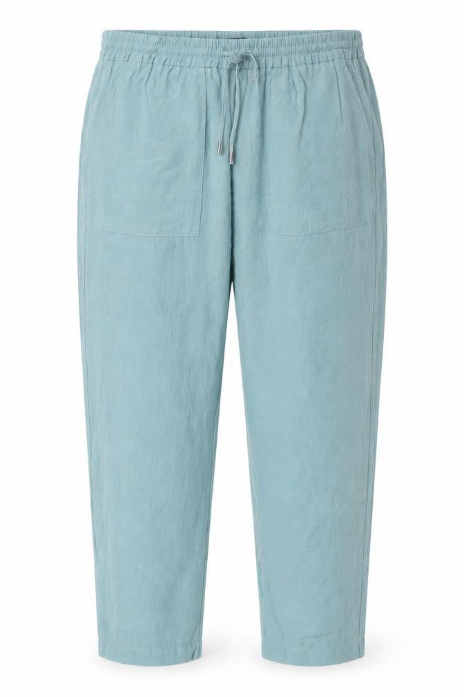 M&S Women Blue Size 14 Slim Lyocell Wide Leg Drawstring Trousers