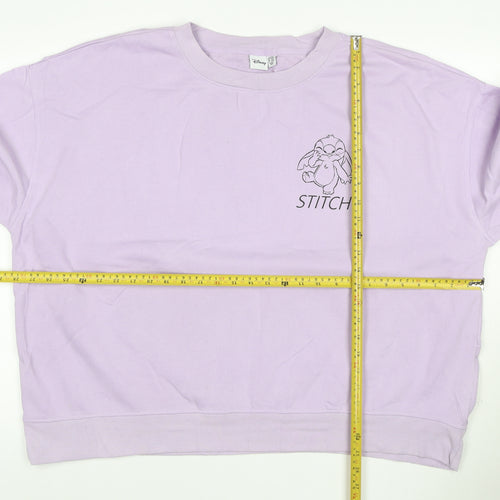 Disney Women’s Purple XS Stitch Graphic Pullover Sweatshirt Crew Neck
