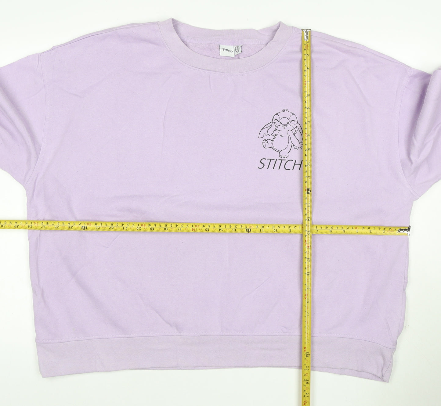 Disney Women’s Purple XS Stitch Graphic Pullover Sweatshirt Crew Neck