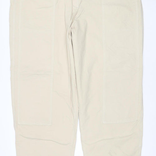 Marks and Spencer Women Ivory Size 22 Long Cargo Straight Trousers