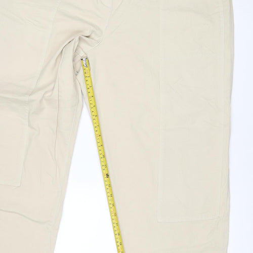 Marks and Spencer Women Ivory Size 22 Long Cargo Straight Trousers