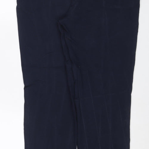 Marks Spencer Women Navy UK 14 Stretch Straight Tailored Trousers