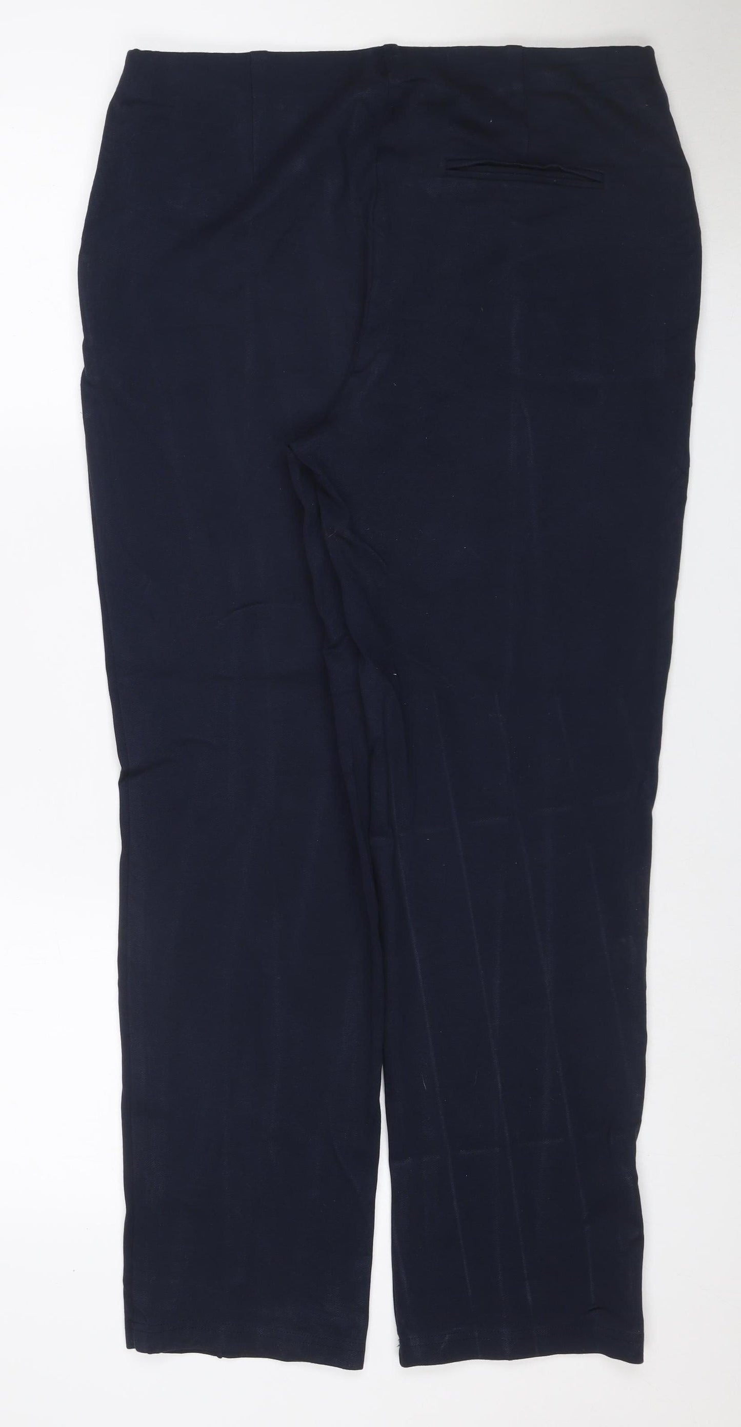 Marks Spencer Women Navy UK 14 Stretch Straight Tailored Trousers